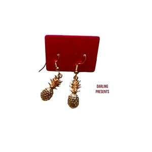 PINEAPPLE DANGLE EARRINGS WOMEN COLOR GOLD